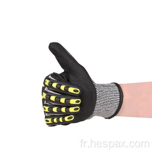 Gants de travail TPR anti-TPR en revêtement en nitrile HESPAX